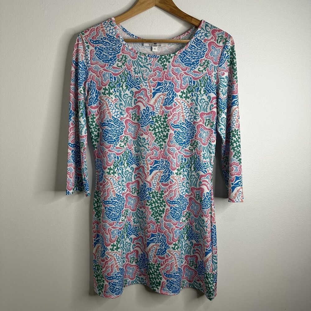 Jean-Pierre Klifa Paris Dress Sz Small Multicolor Coral Abstract Resortwear Maui